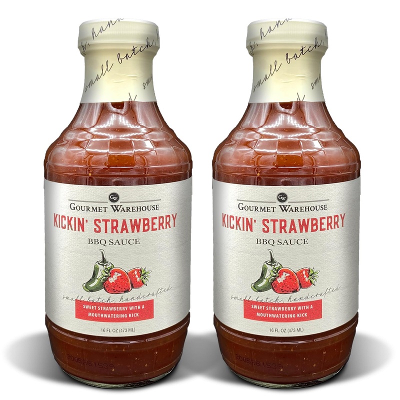 Gourmet Warehouse Kickin’ Strawberry Bbq Sauce, Premium Barbecue Sauces 16 Ounces No Hfcs (Pack Of 2)