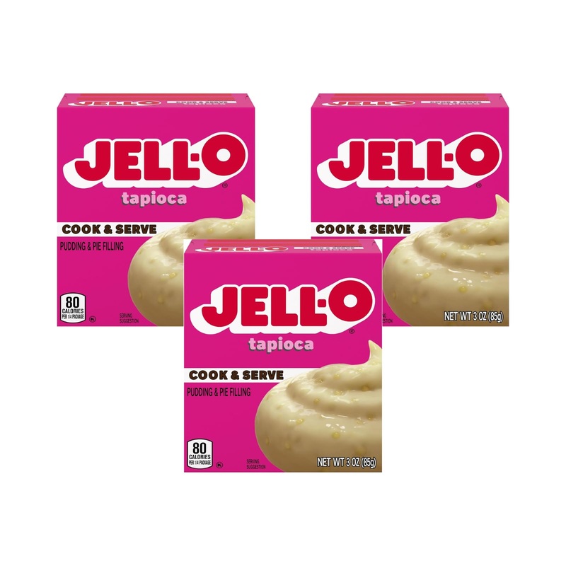 Jell-O Cook & Serve Fat Free Pudding & Pie Filling, Tapioca, 3 Ct