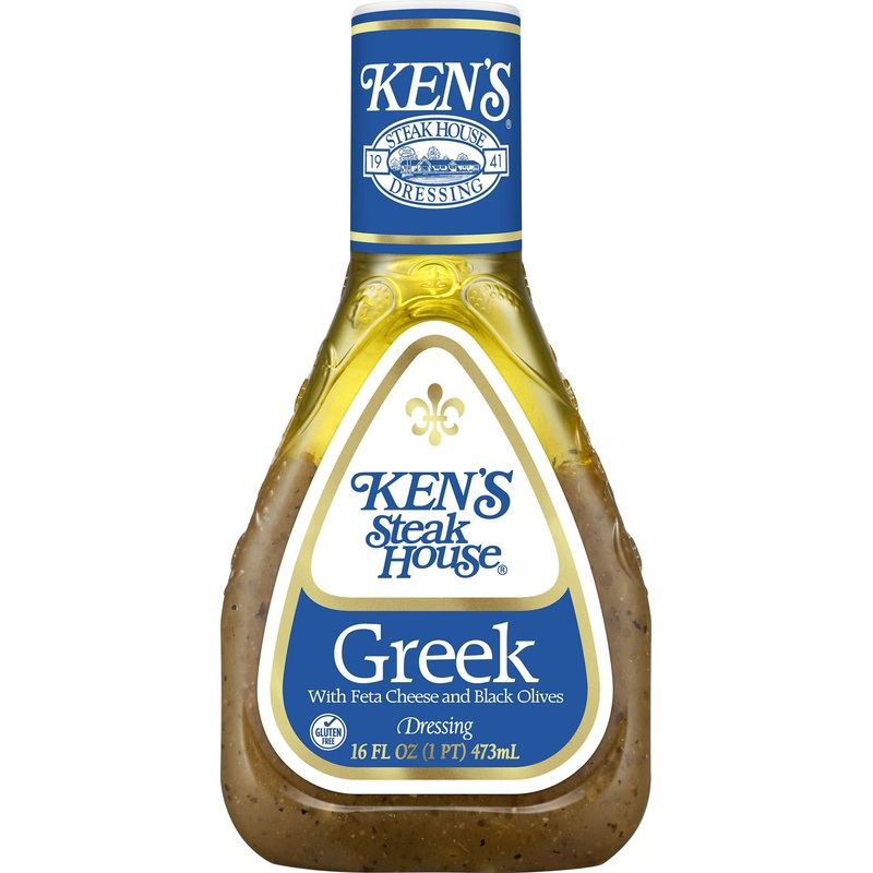Kens Steakhouse Dressing, Greek Dressing With Feta Cheese & Black Olives, Gluten Free Dressing For Salads Or Marinades 16 Fl Oz