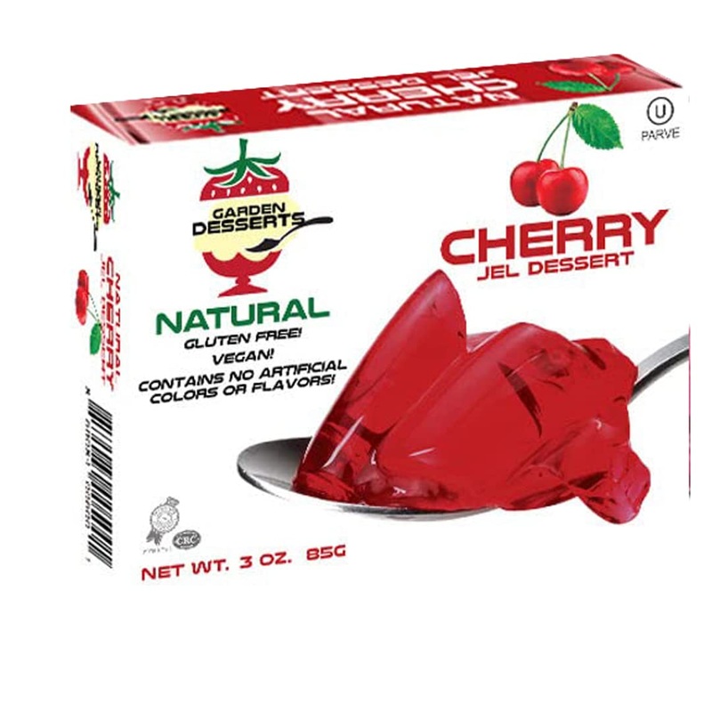 Natural Jello Dessert Mix – Vegan Jello By Garden Desserts [Cherry] Gluten Free, Dairy Free, Non Gmo, Kosher Gelatin Free Jello,