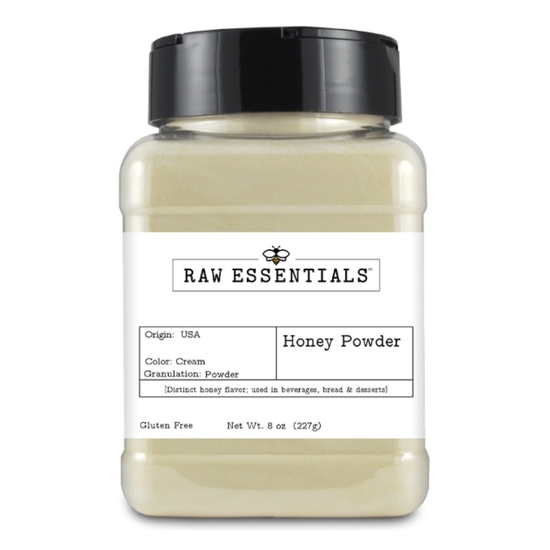 Raw Essentials Honey Powder – 8 Ounce – Natural Sweetener for Beverages, Bread, and Desserts – Distinct Honey Flavor