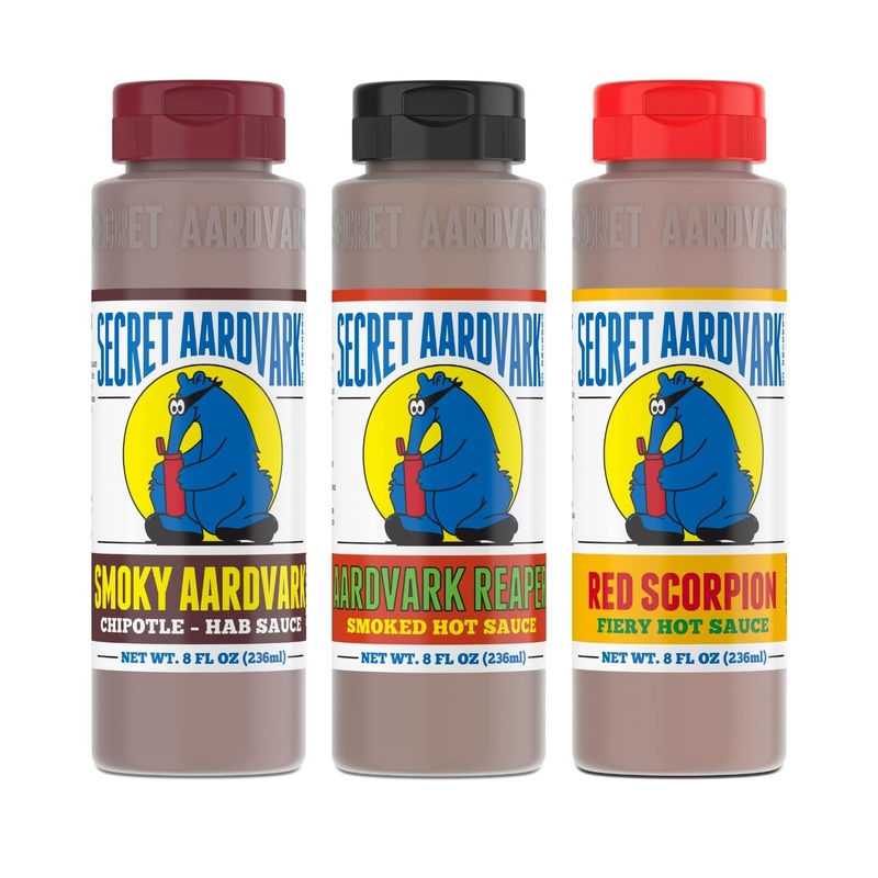 Secret Aardvark Hot Sauce Variety Pack – Smokey Chipotle, Reaper, And Red Scorpion Hot Sauce, Low Carb, Hot Sauce & Marinade Gif