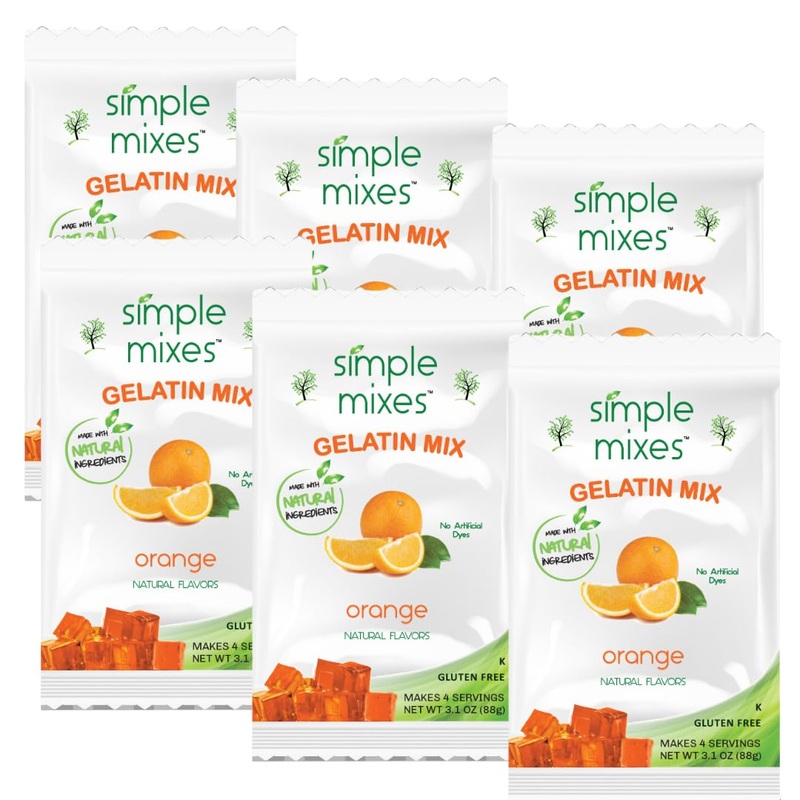 Simple Mixes Natural Orange Gelatin Mix, 3.0 Oz (Pack Of 6)