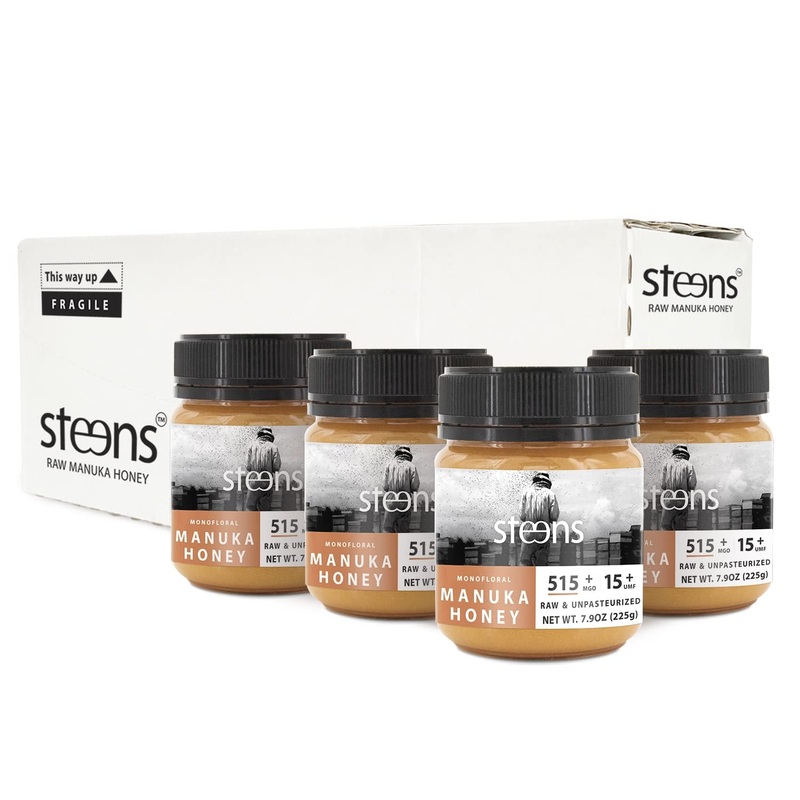 Steens Manuka Honey – Mgo 515+ – Pure & Raw 100% Certified Umf 15+ Manuka Honey – Bottled And Sealed In New Zealand – 4 X 7.9 Oz