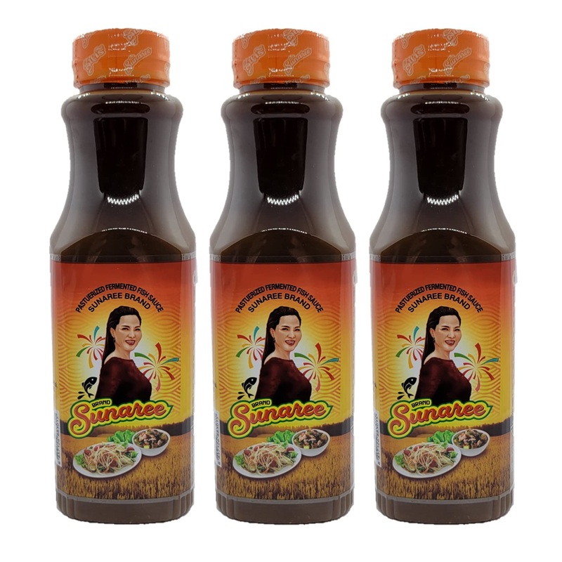 Sunaree Thai Fermented Fish Sauce Nam Pla La Authentic Brand From Thailand Papaya Salad Dressing (350Ml, 3)