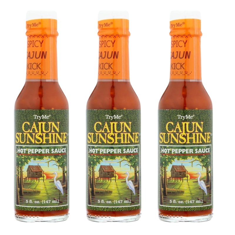 Try Me Cajun Sunshine Hot Pepper Sauce, 5Oz Bottle (Pack Of 3)