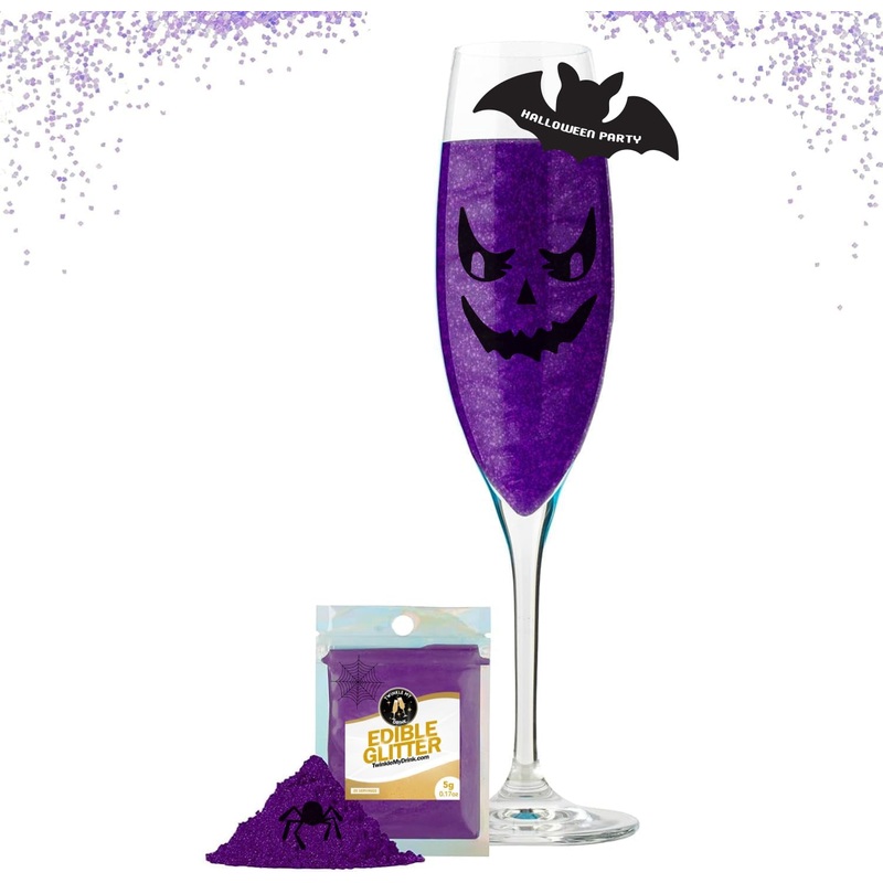 Twinkle My Drink Halloween Deep Purple Premium Edible Glitter For Drinks | Halloween Drink Decorations | Halloween Drink Glitter