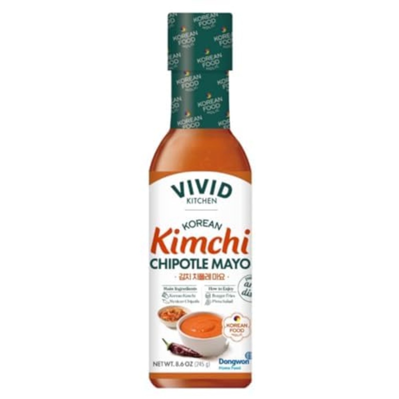 Vivid Kitchen Kimchi Chipotle Mayo – Korean Fusion Sauce – 8.6 Oz Bottle – Bold, Spicy, Creamy Condiment – No Msg Or Preservativ
