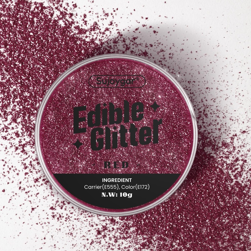 (10G) Red Edible Glitter For Cocktails, Drinks, Cakes – Patriotic Red Edible Drink Glitter Bulk – 100% Food Grade Cake Dust For