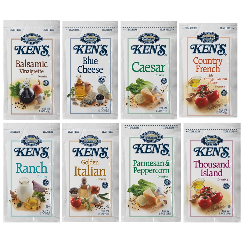 40 Count | Salad Dressing Packets | 8 Flavors: Balsamic Vinaigrette, Blue Cheese, Caesar, Country French, Ranch, Golden Italian,