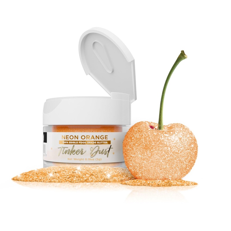 Bakell – Neon Orange Tinker Dust (5G, 1X Jar) Edible Glitter For Food, Desserts, And Beverages!