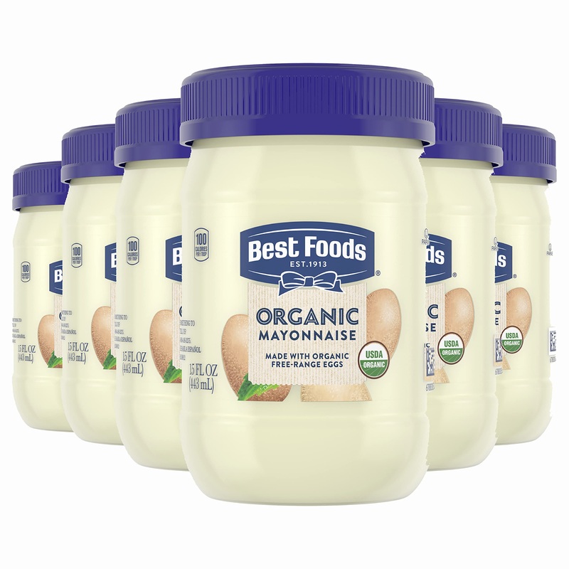 Best Foods Organic Mayonnaise, 15 oz – Pack of 6, Creamy & Delicious, Perfect for Sandwiches & Salads