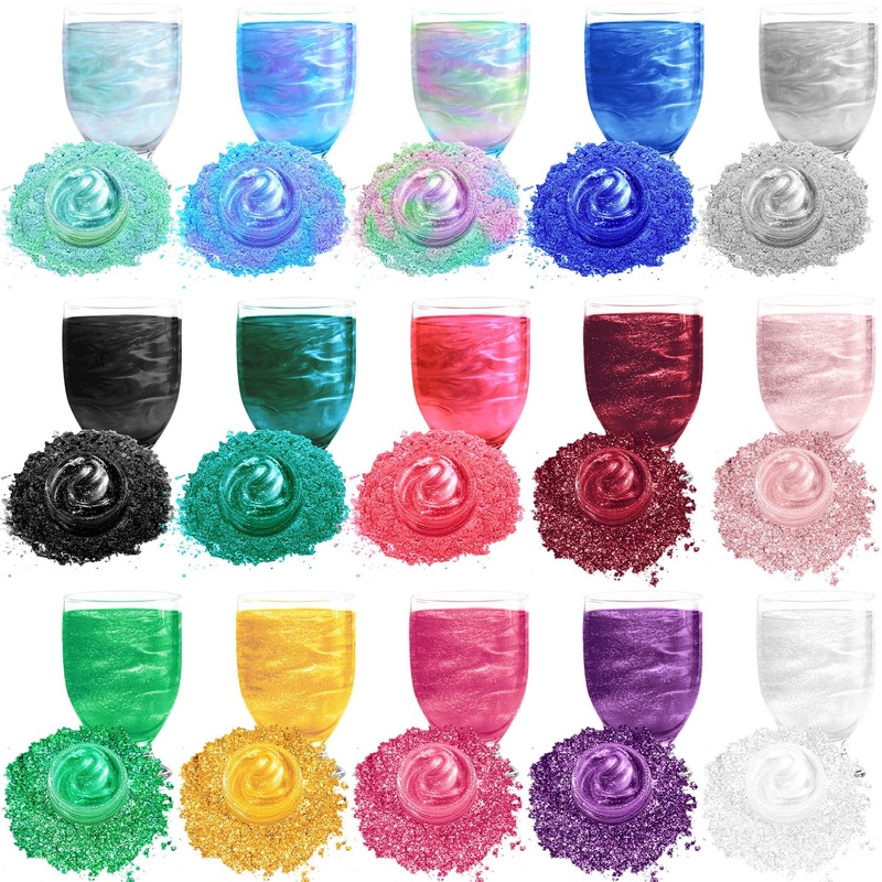 Edible Glitter – 15 Popular Colors Edible Glitter For Cocktails, Food Grade Luster Dust, Iridescent Shimmer Powder For Cake Deco