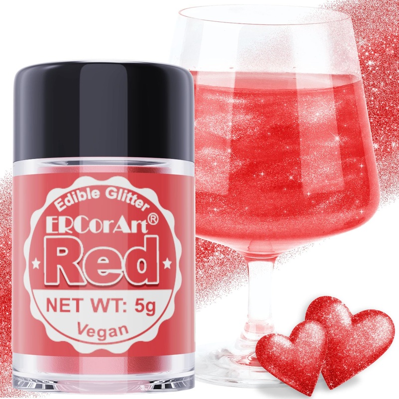 Edible Glitter – Red Luster Dust Edible For Drinks Cakes, Food Grade Cake Decorating Shimmering Glitter, Sprinkle Powder For Coc