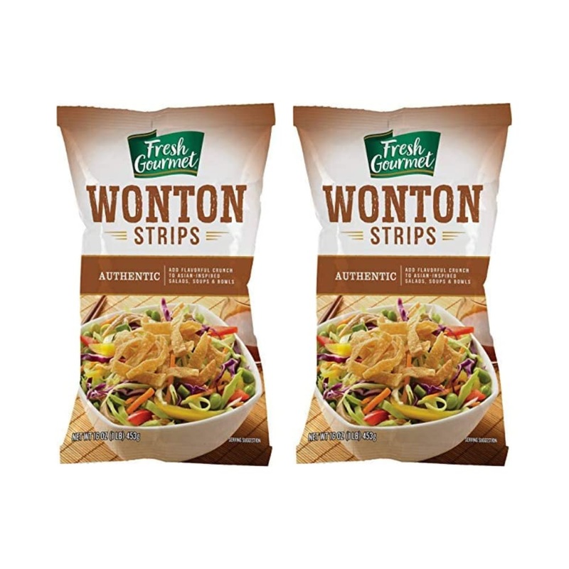 Fresh Gourmet Authentic Wonton Strips Crunchy Snack And Salad Topper (16 Ounce (Pack Of 2))
