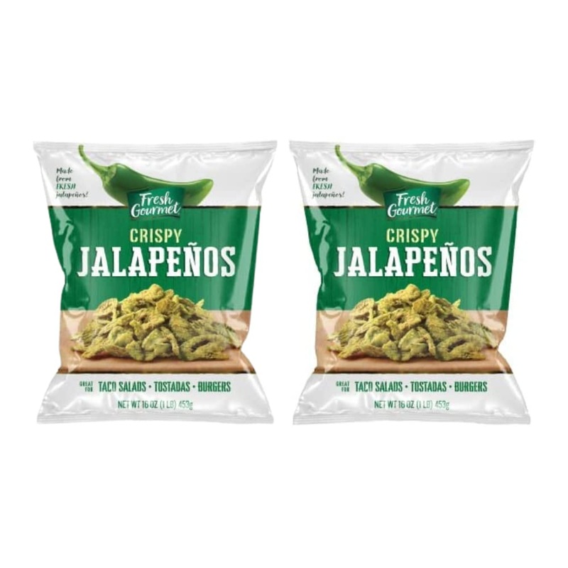 Fresh Gourmet Crispy Lightly Salted Jalapenos Low Carb |Crunchy Snack And Salad Topper 16 Ounce (Pack Of 2)