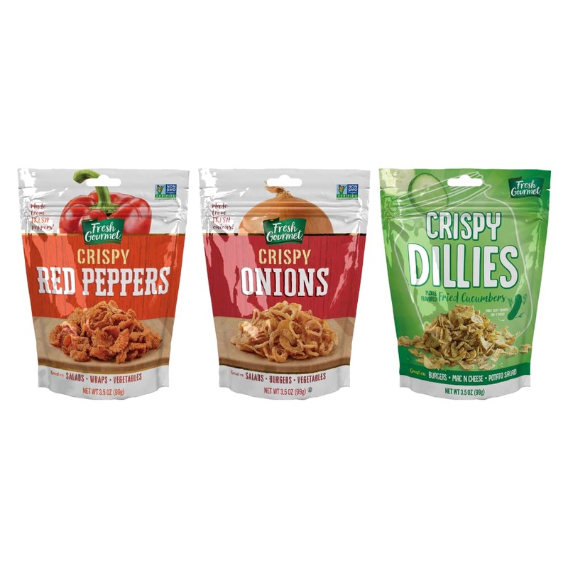 Fresh Gourmet Variety, 1 Fresh Gourmet Lightly Salted Crispy Onions, 3.5 Oz, 1 Fresh Gourmet Crispy Red Peppers, 3.5 Oz, 1 Fresh