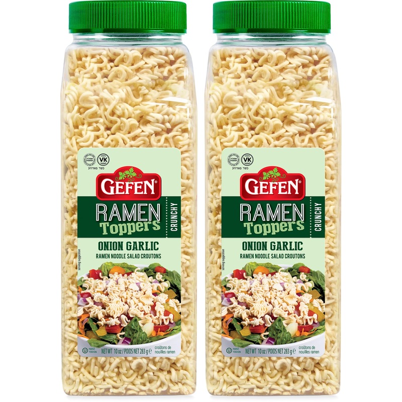 Gefen Onion Garlic Ramen Salad Toppers, 10 Oz (2 Pack) | Ready To Use | Crunchy Salad Topping | Ramen Noodle Crunch | Soup Toppe