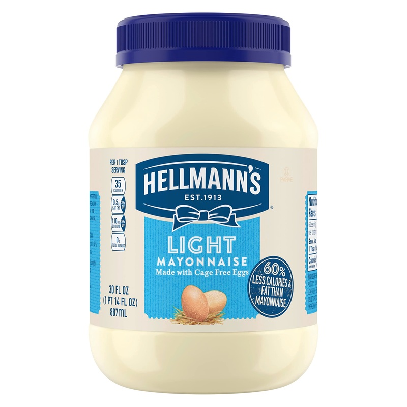 Hellmann’S Light Mayonnaise For A Creamy Condiment For Sandwiches And Simple Meals Light Mayo Made With 100% Cage-Free Eggs 30 O
