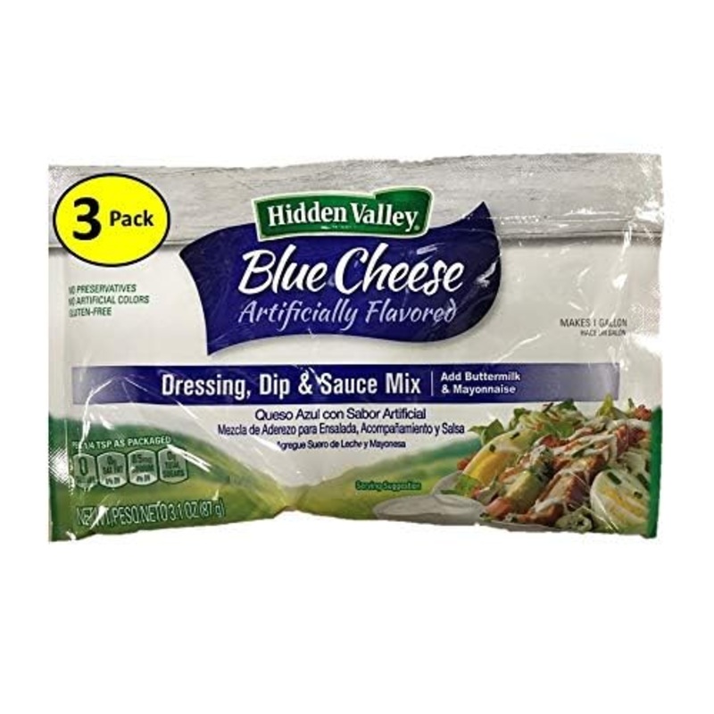 Hidden Valley Ranch Salad Dressing Mix, Blue Cheese, 3.75-Ounce Bags (Pack Of 3)