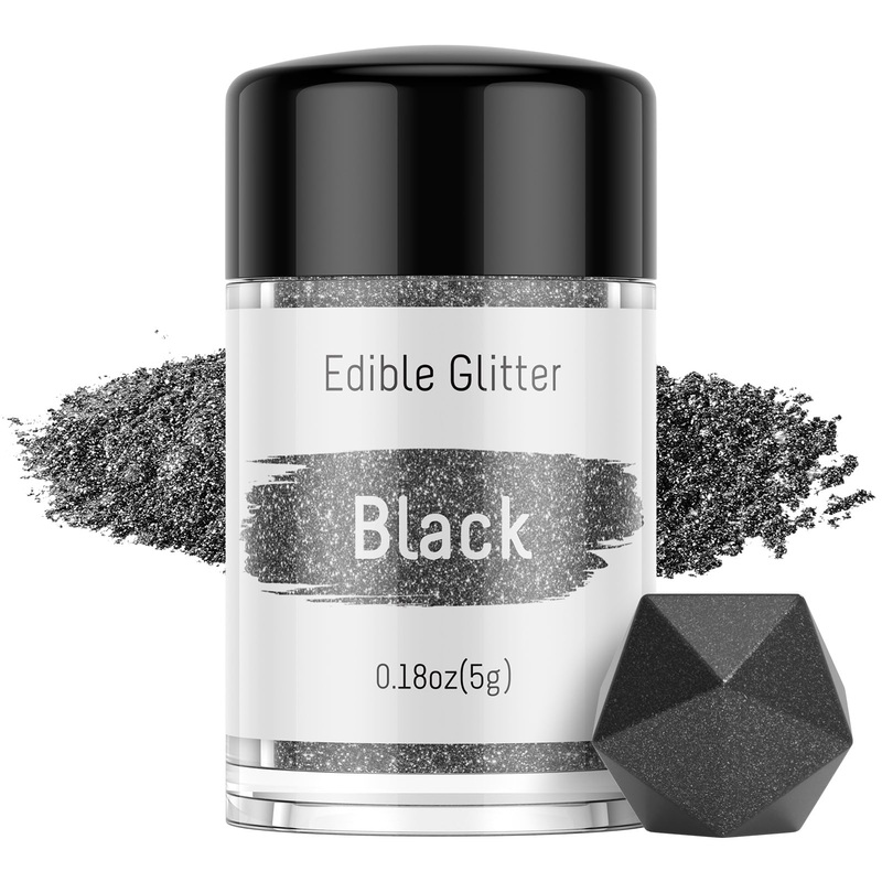 Jelife Black Edible Glitter Dust For Drinks – 5 Grams Food Grade Luster Glitter Dust, Sprinkle On Sparkle Edible Food Coloring P