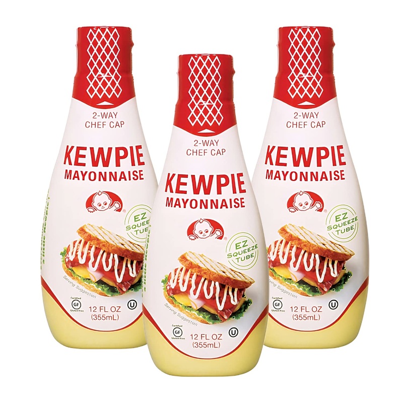 [Kewpie] Squeeze Tube Mayonnaise, Rich, Bold, Umami Flavor, Certified Gluten Free, Kosher – 12 Ounces (3 Packs)