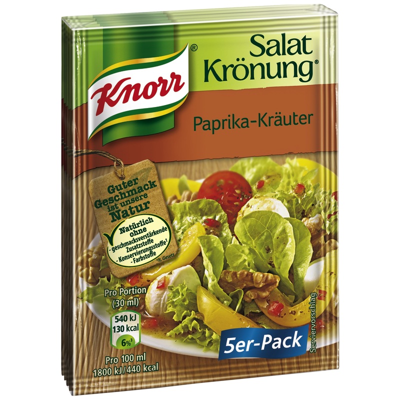 Knorr Salat Kronung Paprika-Krauter (Salad Herbs With Paprika), 5-Count Packets (Pack Of 5)