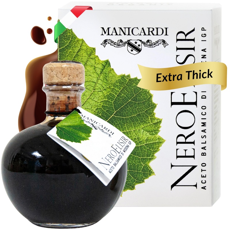 Manicardi Dense Traditional Balsamic Vinegar Of Modena Pgi – Extra Thick Italian Black Elisir Perfect For Snacks, Pasta, Vegetab