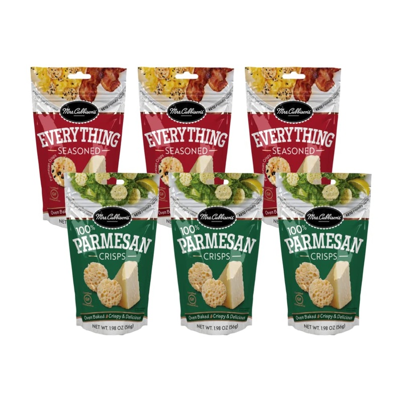Mrs. Cubbison’S Cheese Crisps Great For Snacking And Salad Topper (3 Everthing Seasoned + 3 Parmesan Crisps)