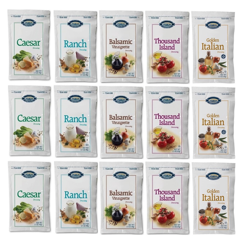 Salad Dressing Packets – Variety Pack 1.5Oz – 15 Count (5 Flavor Variety)