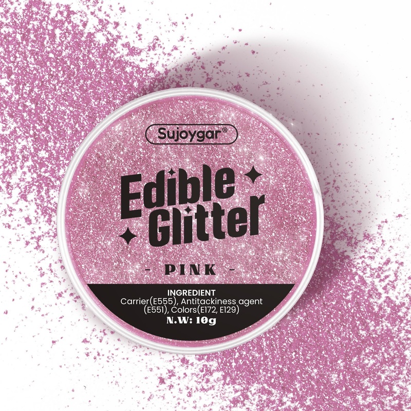 (10G) Pink Edible Glitter For Cocktails, Drinks, Cakes – 100% Food Safe Pink Cake Glitter Dust Edible Bulk – Valentines Food Cho