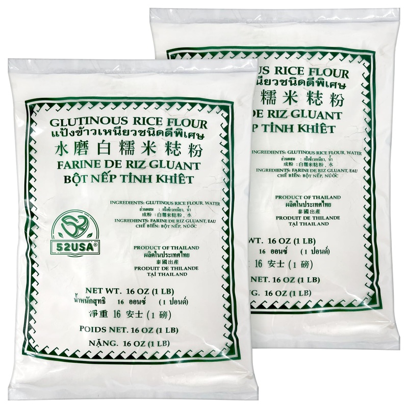 52Usa Glutinous Rice Flour 32 Ounce (Basic), 2 Pound (Pack Of 2), Rice Flour For Baking Or Cooking, Product Of Thailand, All Nat