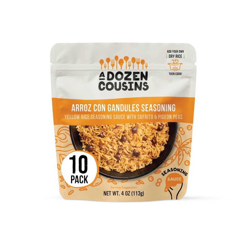 A Dozen Cousins Rice Seasoning Sauce Packets – Season And Prepare Your Own Rice Dishes – 10 Pack – Arroz Con Gandules – 4 Oz Pac