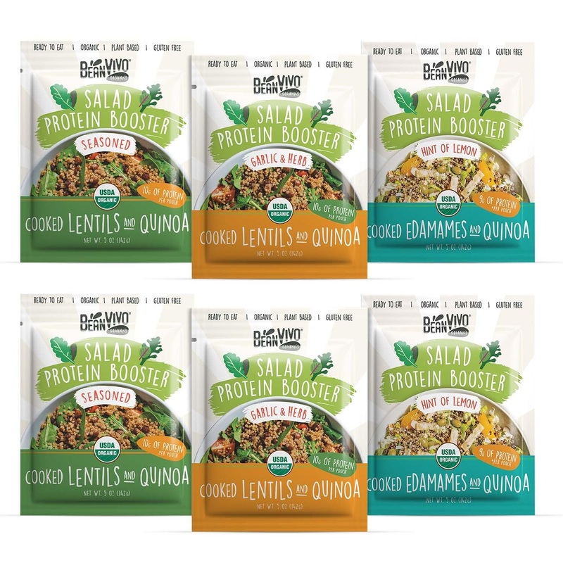 Beanvivo – Variety 6 Pack Salad Protein Boosters – Seasoned, Garlic & Herbs, Edamame – Delivering A Burst Of Taste And 10G Of Pr