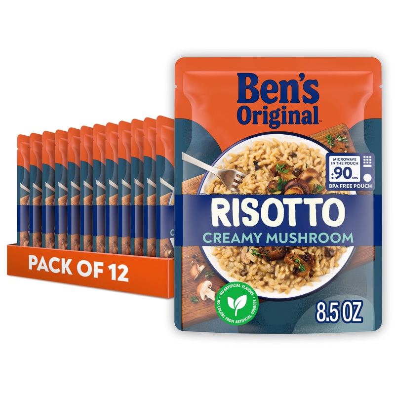 Ben’S Original Risotto Creamy Mushroom Flavored Rice, Easy Dinner Side, 8.5 Oz Pouch (Pack Of 12)