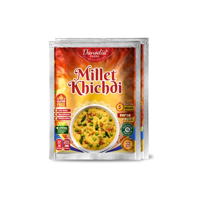 Danodia Foods Ready-To-Make Pearl Millet Khichdi, Pre-Cooked & Freeze-Dried (4Oz) | Instant Meal, Just Add Hot Water | Made With