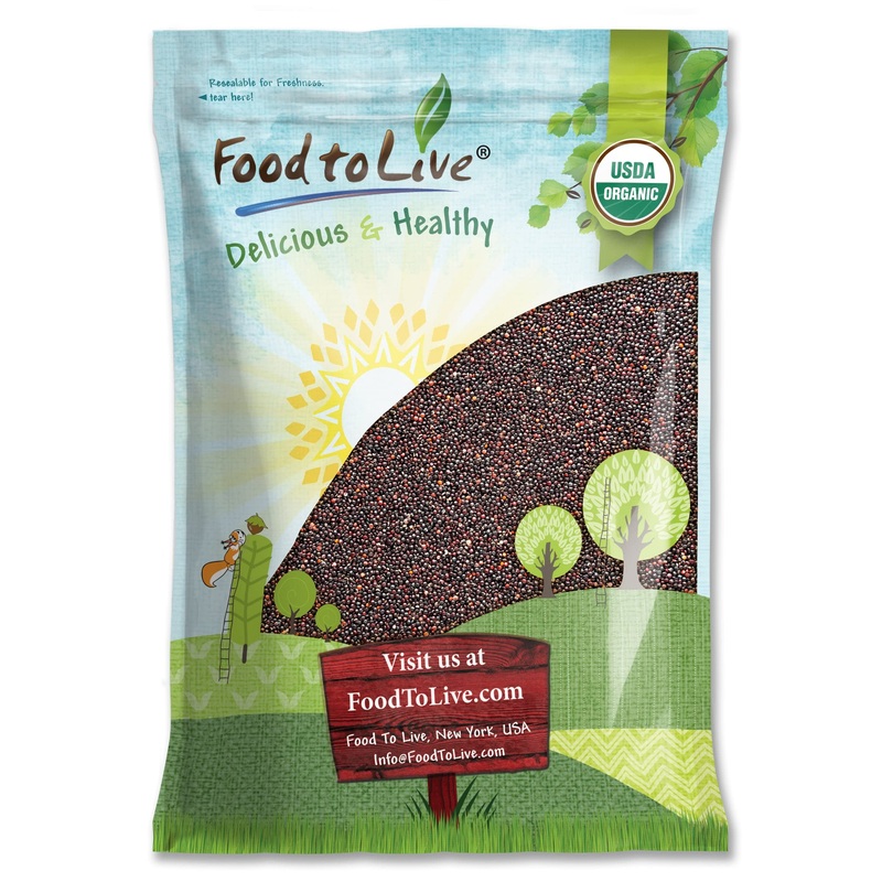 Food To Live Organic Black Quinoa, 15 Pounds – Non-Gmo, Whole Grain, Sproutable, Kosher, Vegan, Sirtfood. Easy To Cook. Good Sou