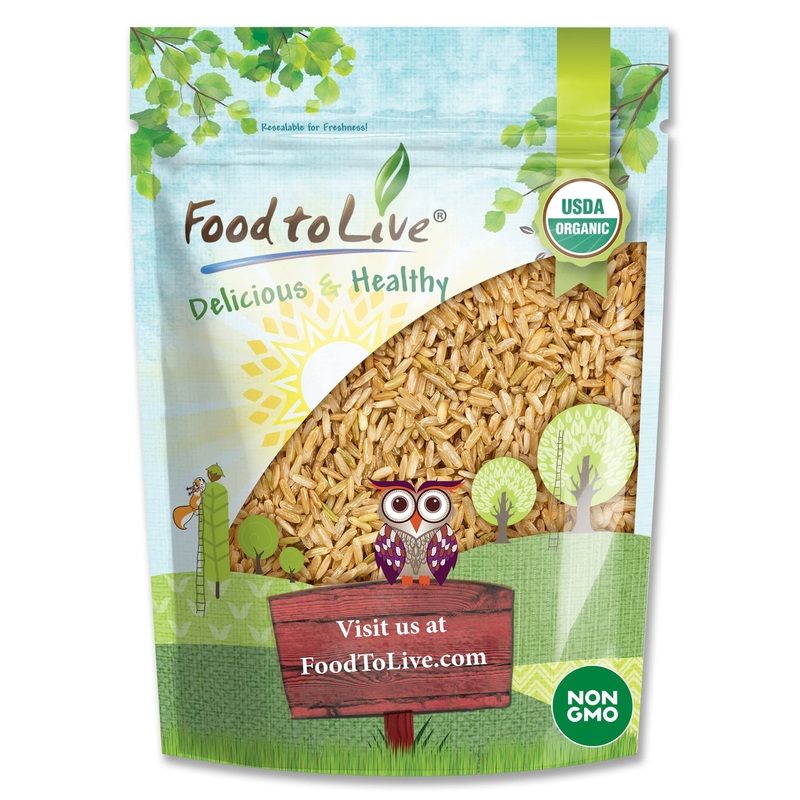 Food To Live Organic Brown Basmati Rice, 8 Ounces Non-Gmo, Whole Long-Grain Rice Variety, Fragrant, Kosher, Vegan, Bulk, Less St