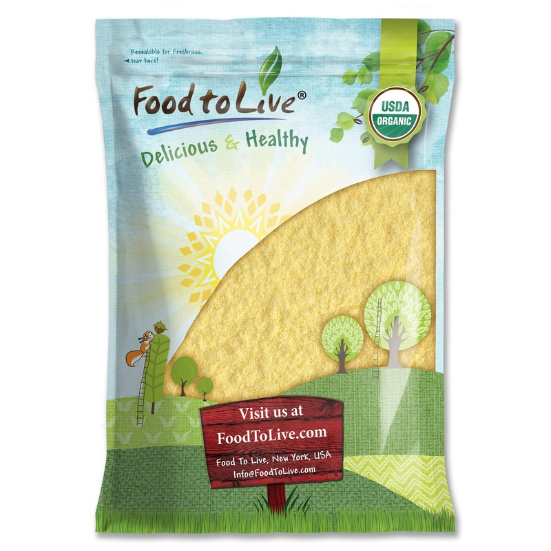 Food To Live Organic Corn Flour, 9 Pounds Non-Gmo, Whole Grain, Finely Ground Meal, Vegan, Kosher, Bulk Yellow Milled Maize. Gre