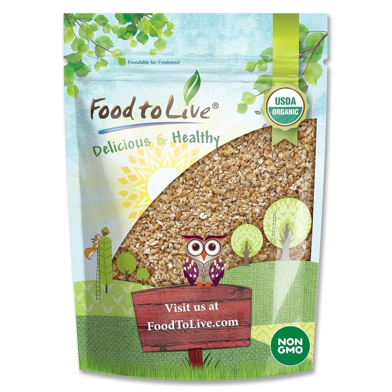 Food To Live Organic Cracked Wheat Berries, 1.5 Pounds – Non-Gmo. Cleaned, Crushed & Sifted Hard Red Winter Groats. Raw, Vegan,