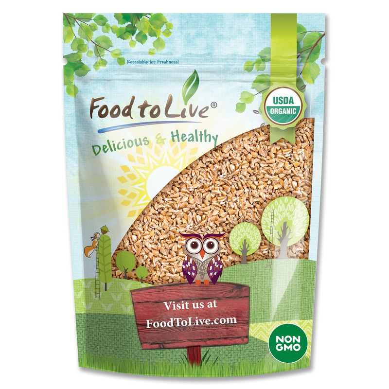 Food To Live Organic Italian Steel Cut Farro, 1.5 Pound – Non-Gmo, Cracked Pearled Wheat Grain, Non-Irradiated, Vegan, Bulk. Eas