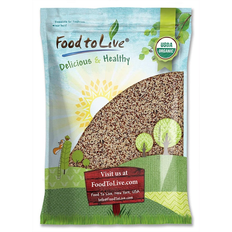 Food To Live Organic Tri-Color Quinoa, 15 Pounds – Non-Gmo, Blend Of White, Black, Red Quinoa, Whole Grain, Non-Irradiated, Kosh