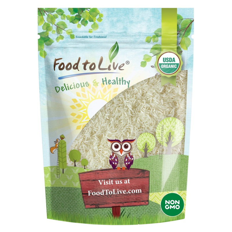 Food To Live Organic White Basmati Rice, 1 Pound – Non-Gmo, Long-Grain Rice Variety, Fragrant, Kosher, Vegan, Bulk. Non-Irradiat