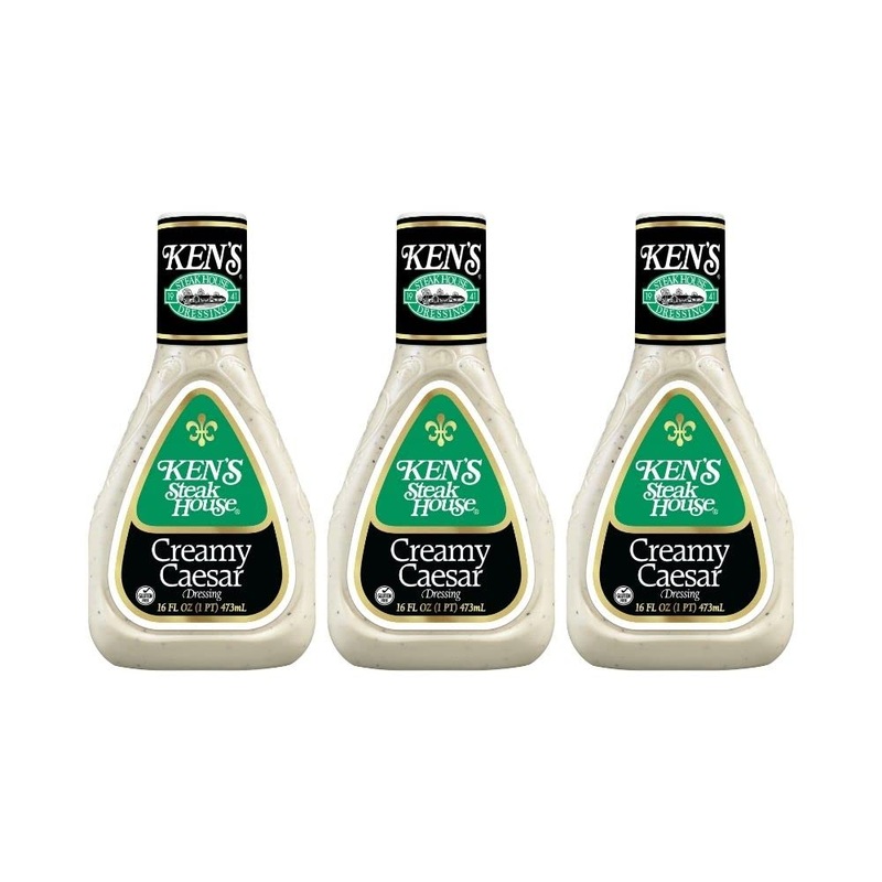 Kens Steakhouse Dressing, Creamy Caesar Dressing, Gluten Free Dressing For Salads Or Spreads, 16 Fl Oz Bottle (Pack Of 3)