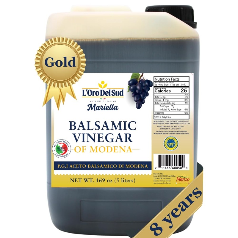 L’Oro Del Sud Ultra Premium,”Gold Label” 8 Year Aged Balsamic Vinegar Of Modena, Igp Certified, Mariella, Make Your Own Glaze,