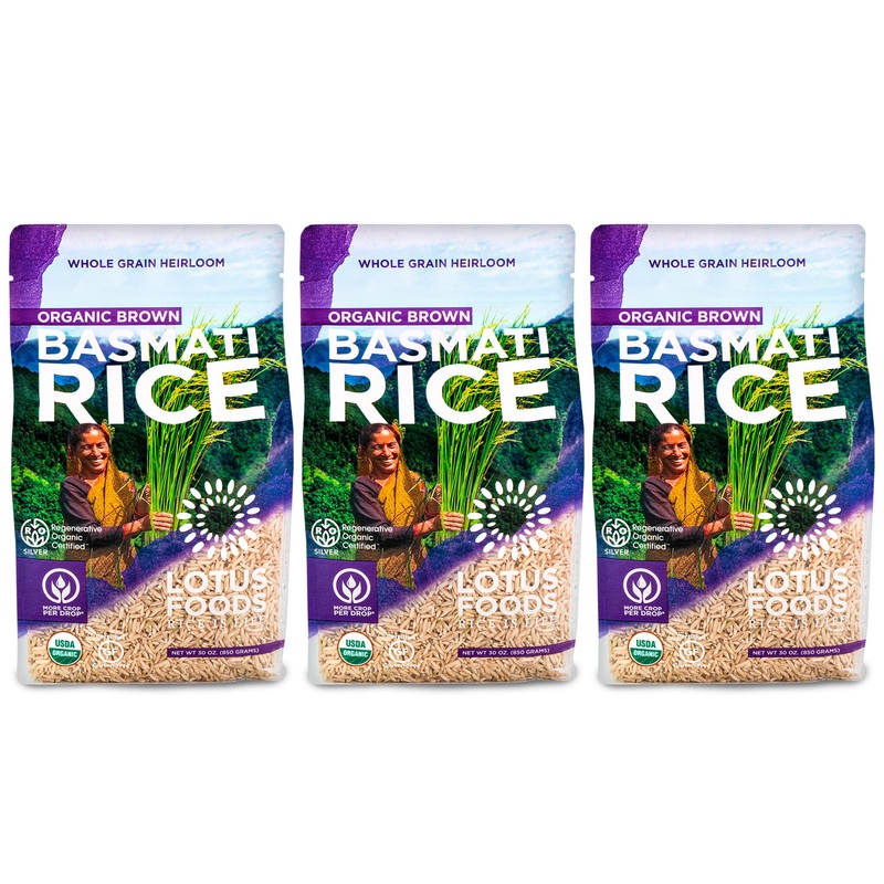 Lotus Foods Regenerative Organic Brown Basmati Rice – Gluten Free Whole Grain Heirloom Rice, Vegan, Non Gmo, Use For Curries, St