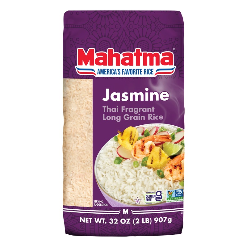Mahatma Jasmine Rice, 2Lb Bag Of Rice, Thai, Indian, Or Cambodian Fragrant Flavored Rice, Stovetop Or Microwave Rice