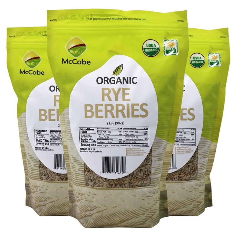 Mccabe Organic Rye Berries – Whole Rye Berries 2 Lbs Pack Of 3 | Usda Certified Organic And Ccof Certified | Product Of Usa