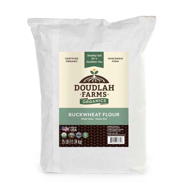 Organic Buckwheat Flour 25Lb From Doudlah Farms – Farmed From Regenerative Soil | Gluten Free, Vegan, Non-Gmo, Grown In Usa | Fo