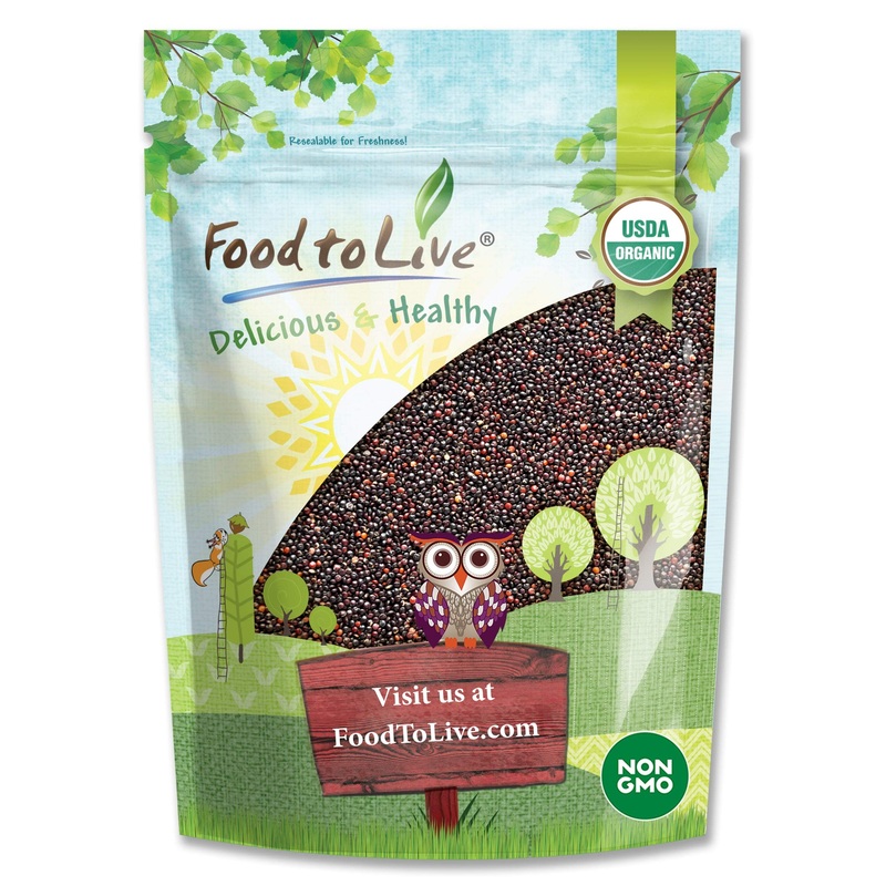 Food To Live Organic Black Quinoa, 8 Ounces – Non-Gmo, Whole Grain, Sproutable, Kosher, Vegan, Sirtfood. Easy To Cook. Good Sour
